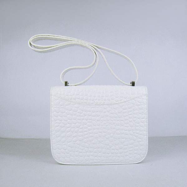 Hermes Constance Calf Leather Bag - H017 White Stone With Silver Hardware - Click Image to Close