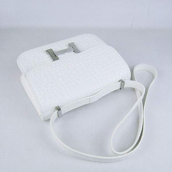 Hermes Constance Calf Leather Bag - H017 White Stone With Silver Hardware - Click Image to Close