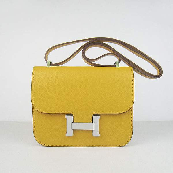 Hermes Constance Calf Leather Bag - H017 Yellow With Silver Hardware
