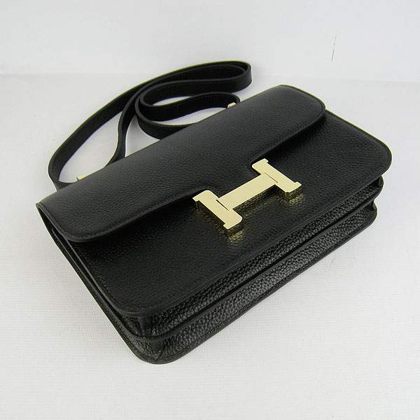 Hermes Constance Togo Leather Handbag - H020 Black with Gold Hardware - Click Image to Close