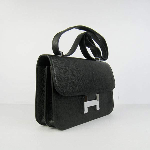 Hermes Constance Togo Leather Handbag - H020 Black with Silver Hardware