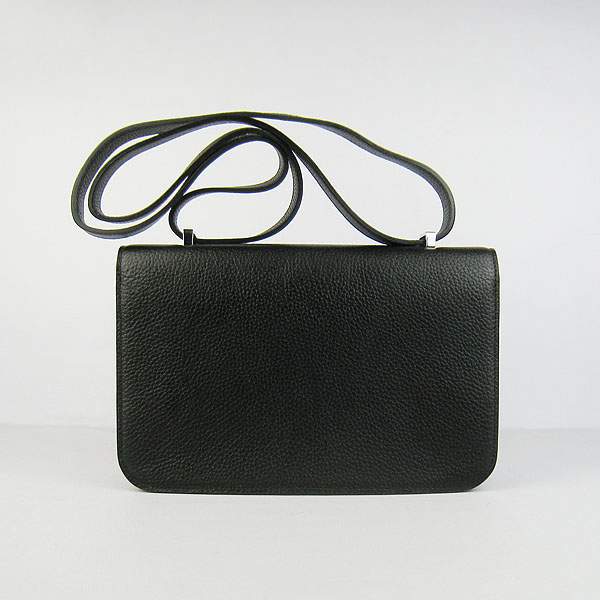 Hermes Constance Togo Leather Handbag - H020 Black with Silver Hardware - Click Image to Close