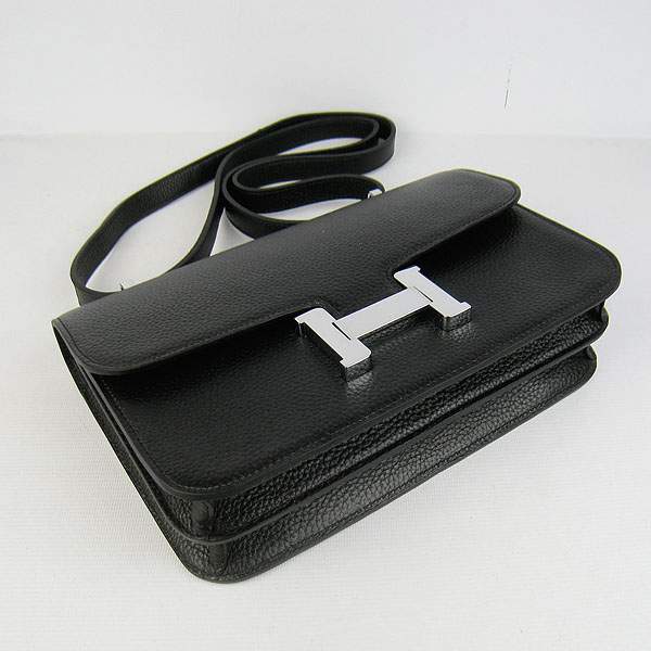 Hermes Constance Togo Leather Handbag - H020 Black with Silver Hardware