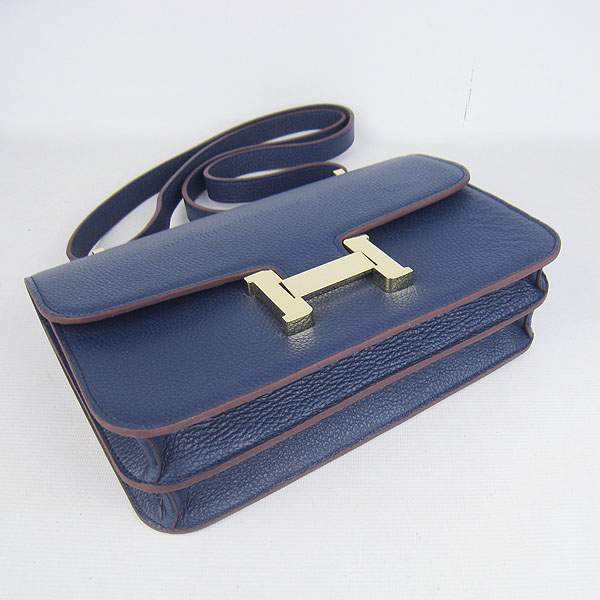 Hermes Constance Togo Leather Handbag - H020 Dark Blue with Gold Hardware