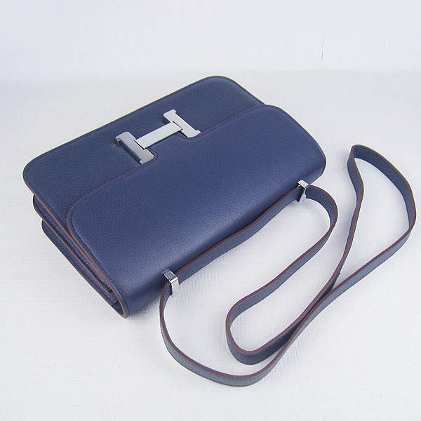 Hermes Constance Togo Leather Handbag - H020 Dark Blue with Silver Hardware