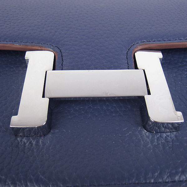 Hermes Constance Togo Leather Handbag - H020 Dark Blue with Silver Hardware - Click Image to Close