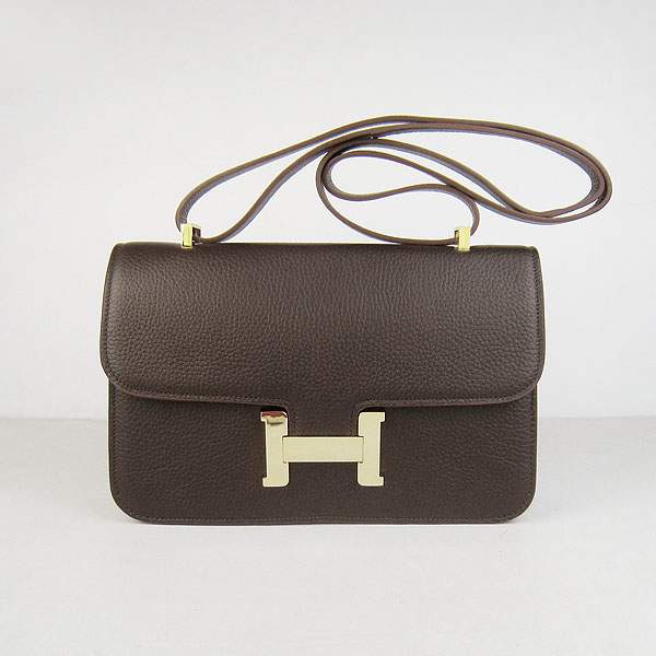 Hermes Constance Togo Leather Handbag - H020 Dark Coffee with Gold Hardware