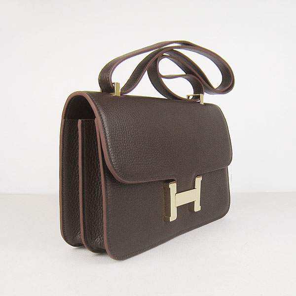 Hermes Constance Togo Leather Handbag - H020 Dark Coffee with Gold Hardware - Click Image to Close