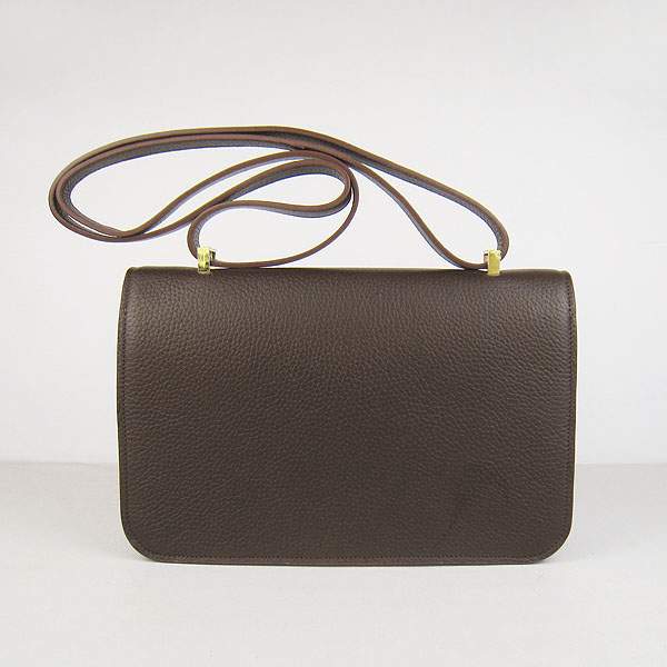 Hermes Constance Togo Leather Handbag - H020 Dark Coffee with Gold Hardware - Click Image to Close