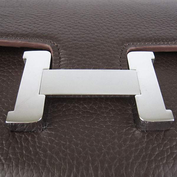 Hermes Constance Togo Leather Handbag - H020 Dark Coffee with Silver Hardware