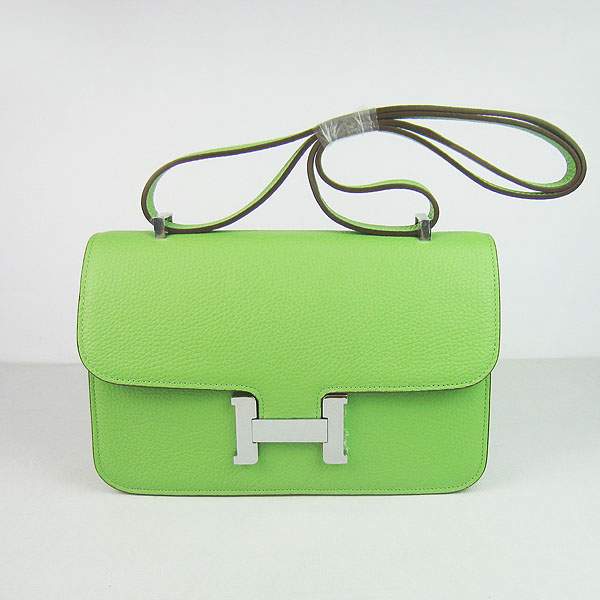 Hermes Constance Togo Leather Handbag - H020 Green with Silver Hardware - Click Image to Close