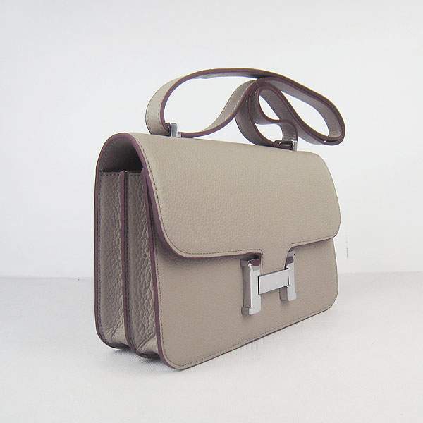 Hermes Constance Togo Leather Handbag - H020 Grey with Silver Hardware - Click Image to Close