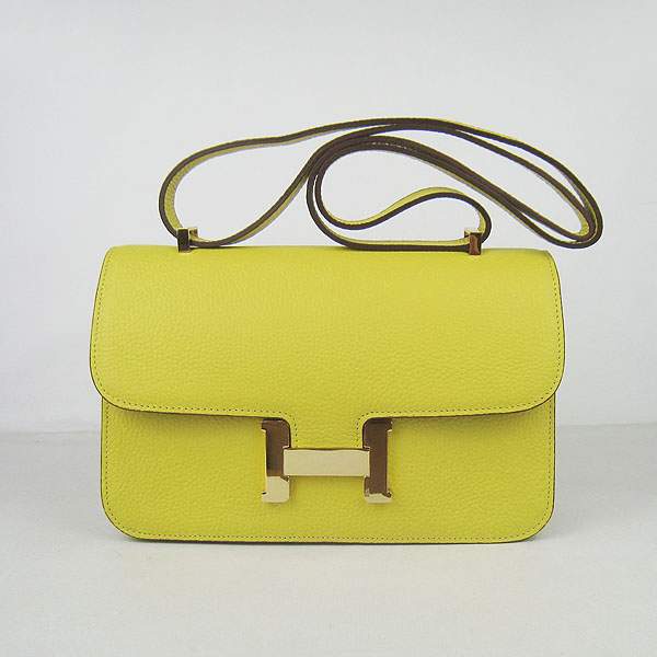 Hermes Constance Togo Leather Handbag - H020 Lemon Yellow with Gold Hardware - Click Image to Close
