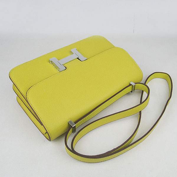 Hermes Constance Togo Leather Handbag - H020 Lemon Yellow with Silver Hardware
