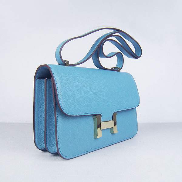 Hermes Constance Togo Leather Handbag - H020 Light Blue with Gold Hardware