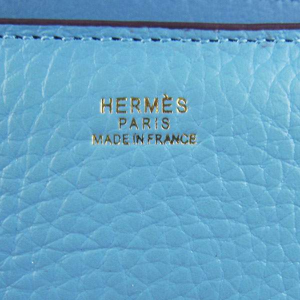 Hermes Constance Togo Leather Handbag - H020 Light Blue with Gold Hardware - Click Image to Close