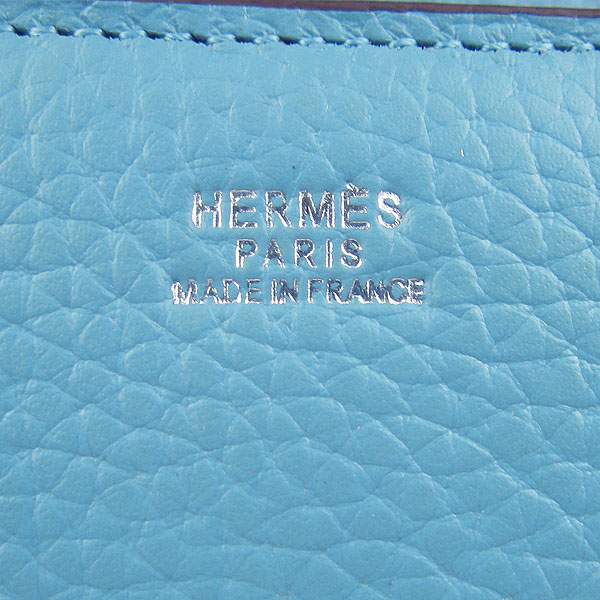 Hermes Constance Togo Leather Handbag - H020 Light Blue with Silver Hardware