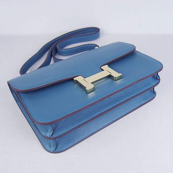 Hermes Constance Togo Leather Handbag - H020 Blue with Gold Hardware