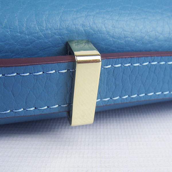 Hermes Constance Togo Leather Handbag - H020 Blue with Gold Hardware - Click Image to Close
