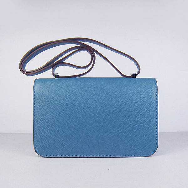 Hermes Constance Togo Leather Handbag - H020 Blue with Silver Hardware - Click Image to Close