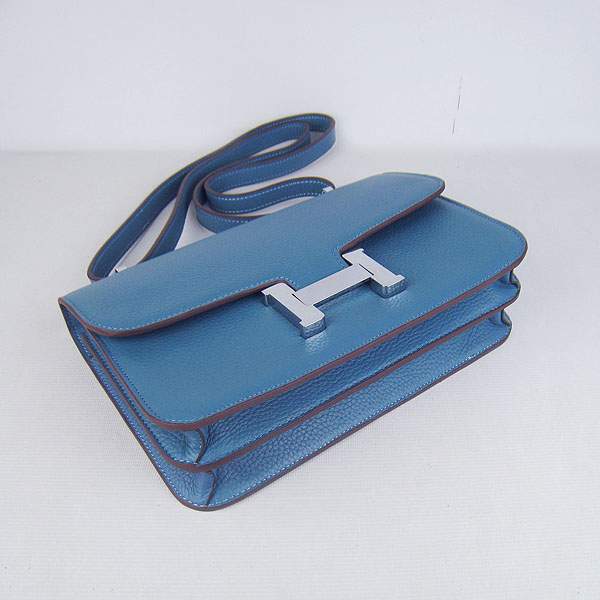 Hermes Constance Togo Leather Handbag - H020 Blue with Silver Hardware