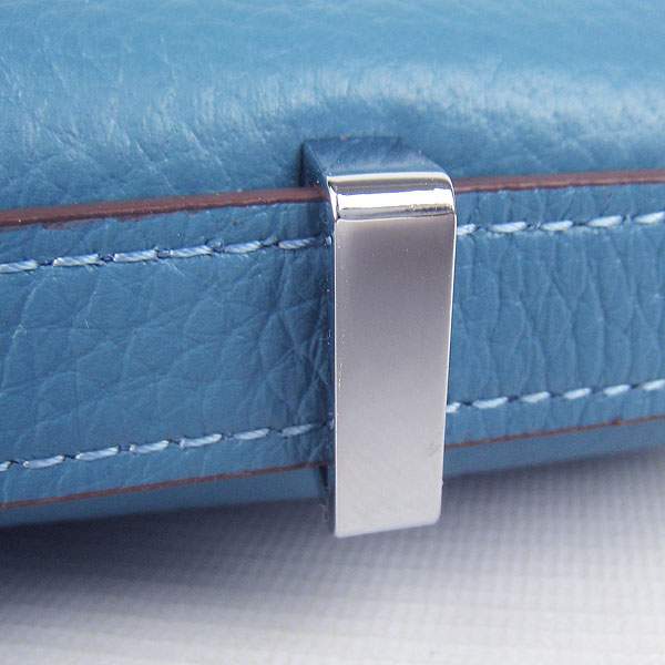 Hermes Constance Togo Leather Handbag - H020 Blue with Silver Hardware - Click Image to Close