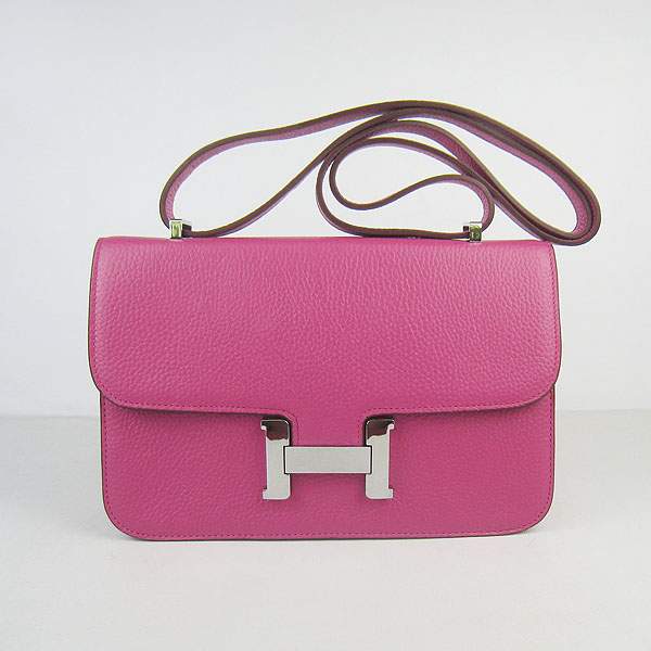 Hermes Constance Togo Leather Handbag - H020 Peach Red with Silver Hardware