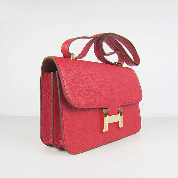 Hermes Constance Togo Leather Handbag - H020 Red with Gold Hardware - Click Image to Close