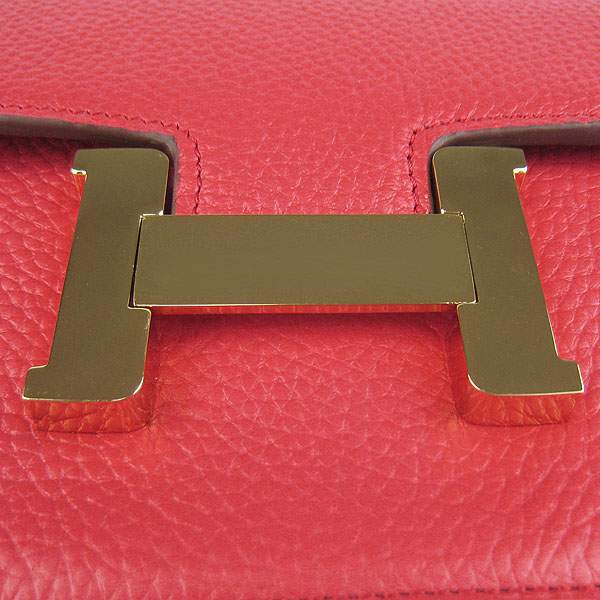 Hermes Constance Togo Leather Handbag - H020 Red with Gold Hardware - Click Image to Close