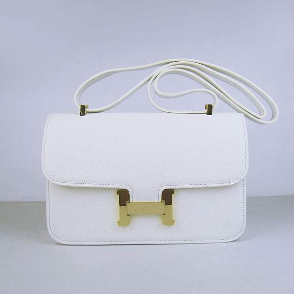 Hermes Constance Togo Leather Handbag - H020 White with Gold Hardware