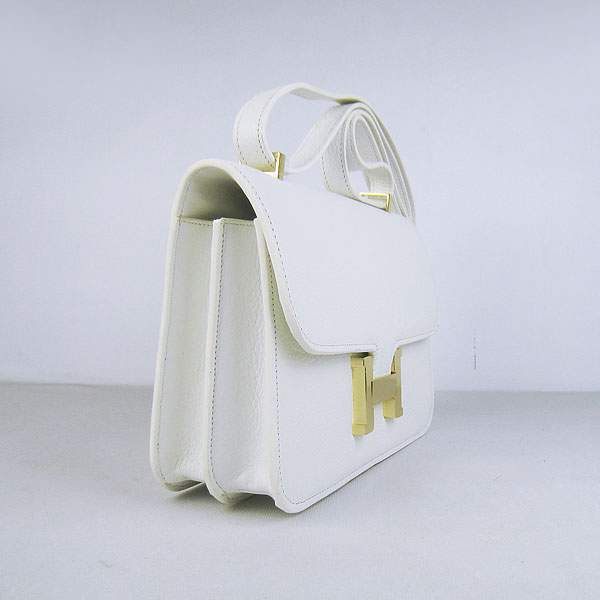 Hermes Constance Togo Leather Handbag - H020 White with Gold Hardware - Click Image to Close