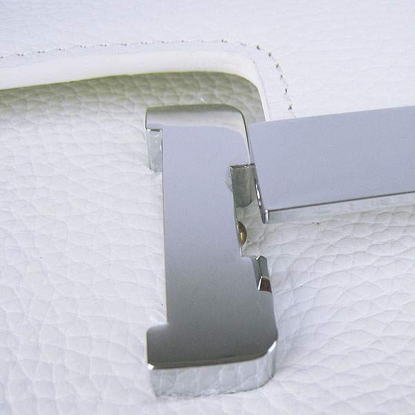 Hermes Constance Togo Leather Handbag - H020 White with Silver Hardware - Click Image to Close