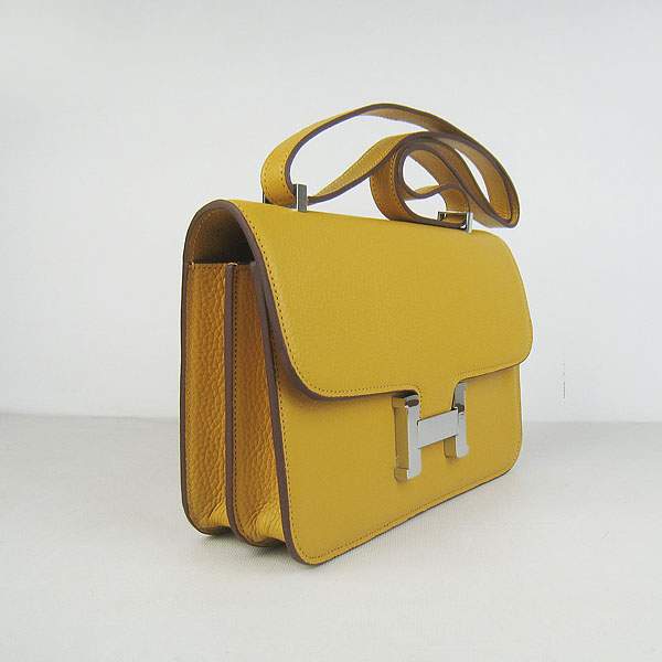 Hermes Constance Togo Leather Handbag - H020 Yellow with Silver Hardware