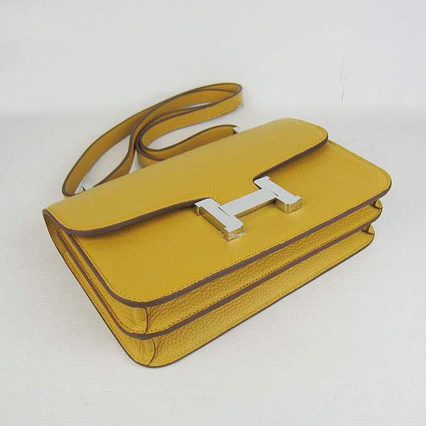 Hermes Constance Togo Leather Handbag - H020 Yellow with Silver Hardware