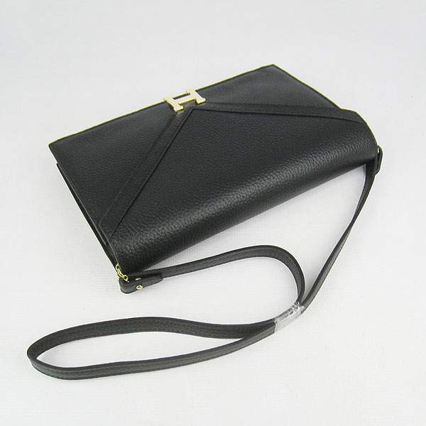 Hermes Lydie 2way Shoulder Bag - H021 Black With Gold Hardware
