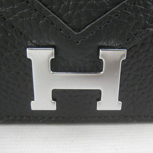 Hermes Lydie 2way Shoulder Bag - H021 Black With Silver Hardware - Click Image to Close