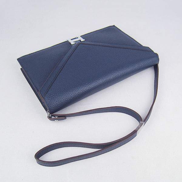 Hermes Lydie 2way Shoulder Bag - H021 Dark Blue With Silver Hardware - Click Image to Close