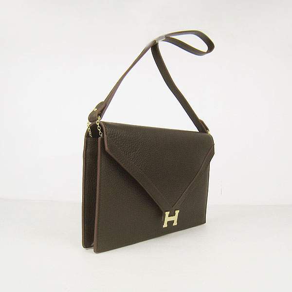 Hermes Lydie 2way Shoulder Bag - H021 Dark Coffee With Gold Hardware - Click Image to Close