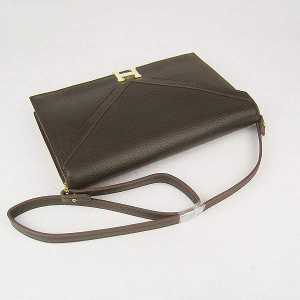 Hermes Lydie 2way Shoulder Bag - H021 Dark Coffee With Gold Hardware - Click Image to Close
