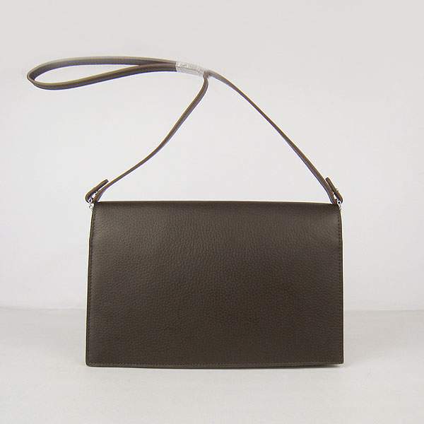 Hermes Lydie 2way Shoulder Bag - H021 Dark Coffee With Silver Hardware - Click Image to Close