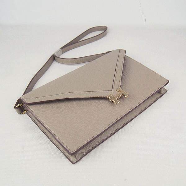 Hermes Lydie 2way Shoulder Bag - H021 Grey With Gold Hardware - Click Image to Close