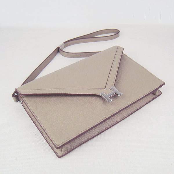 Hermes Lydie 2way Shoulder Bag - H021 Grey With Silver Hardware - Click Image to Close