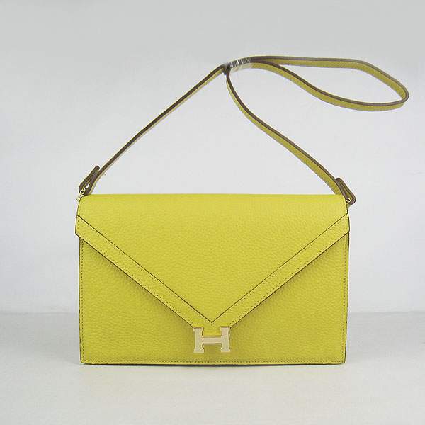 Hermes Lydie 2way Shoulder Bag - H021 Lemon Yellow With Gold Hardware - Click Image to Close