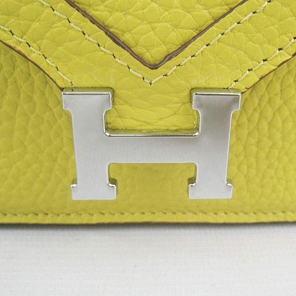 Hermes Lydie 2way Shoulder Bag - H021 Lemon Yellow With Silver Hardware - Click Image to Close