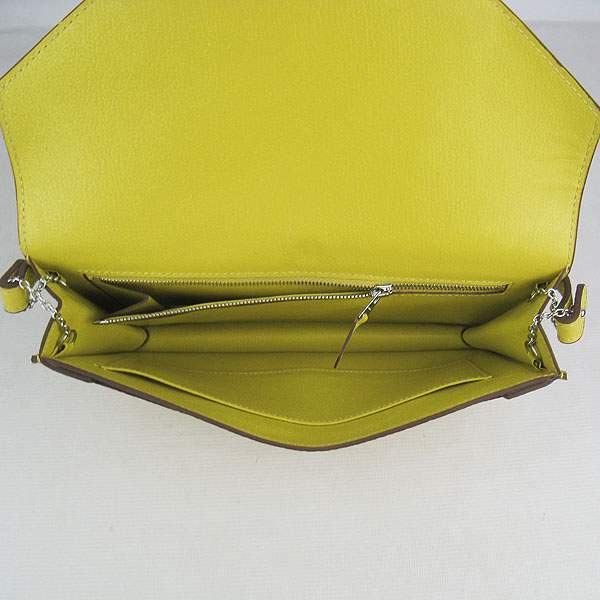 Hermes Lydie 2way Shoulder Bag - H021 Lemon Yellow With Silver Hardware - Click Image to Close