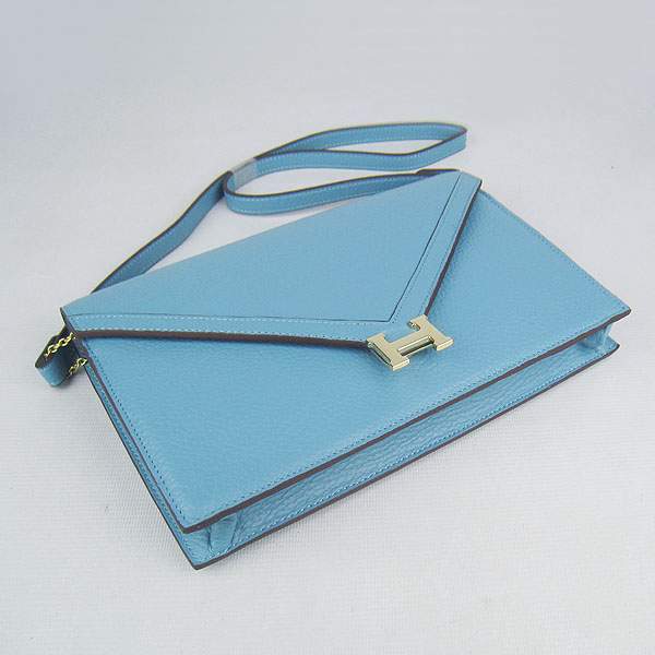 Hermes Lydie 2way Shoulder Bag - H021 Light Blue With Gold Hardware