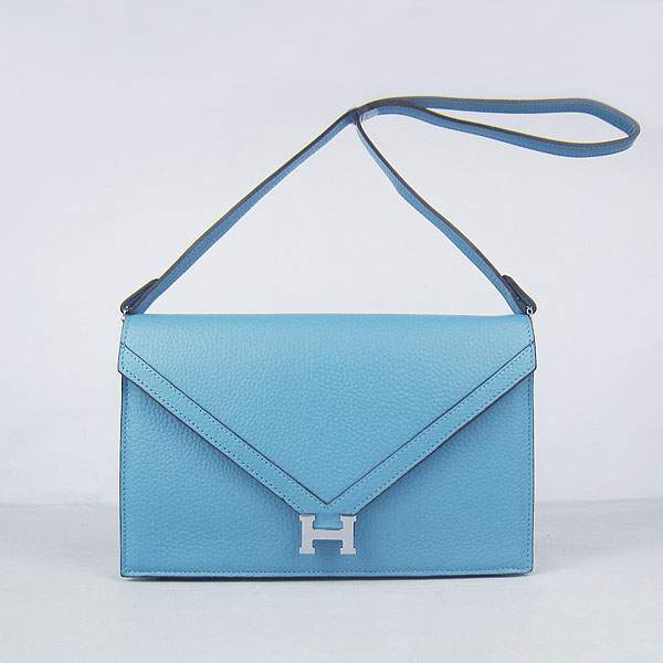 Hermes Lydie 2way Shoulder Bag - H021 Light Blue With Silver Hardware - Click Image to Close