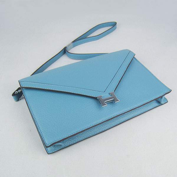 Hermes Lydie 2way Shoulder Bag - H021 Light Blue With Silver Hardware - Click Image to Close