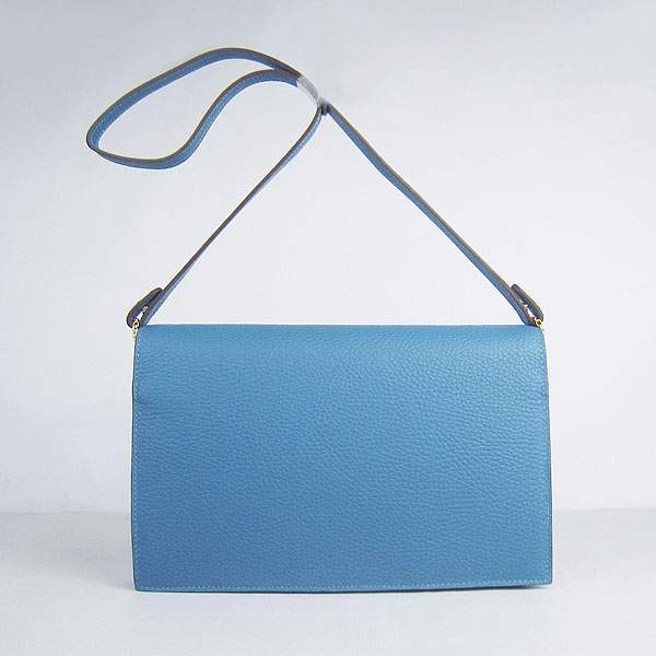 Hermes Lydie 2way Shoulder Bag - H021 Blue With Gold Hardware - Click Image to Close