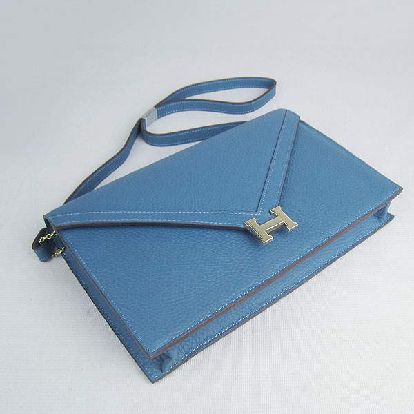 Hermes Lydie 2way Shoulder Bag - H021 Blue With Gold Hardware